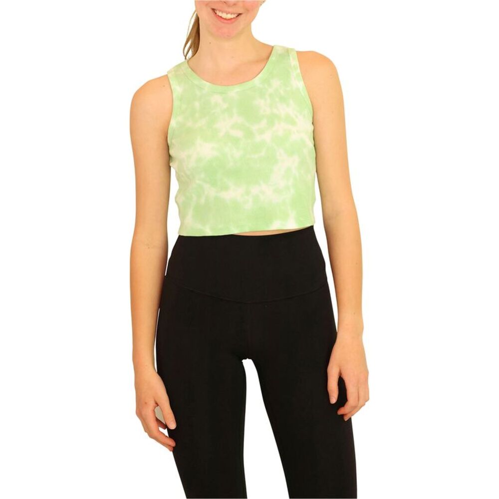 Elevenparis Womens Cropped Ribbed Tank Top, Green, M, DM